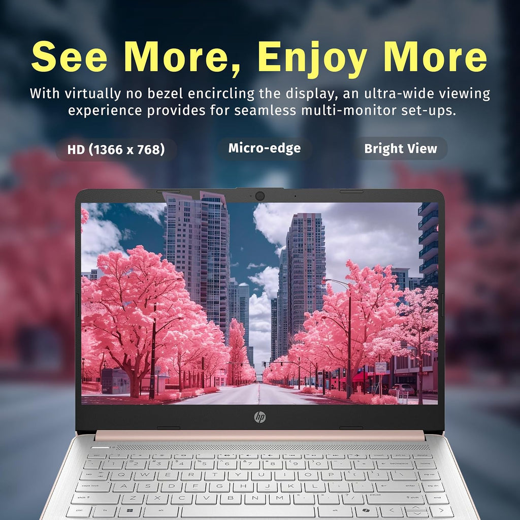 Elevate Your Productivity with the Stream 14" HD Brightview Laptop - Intel Celeron N150, 16GB RAM, 288GB Storage, Stunning Gold Finish, and 1 Year Office 365