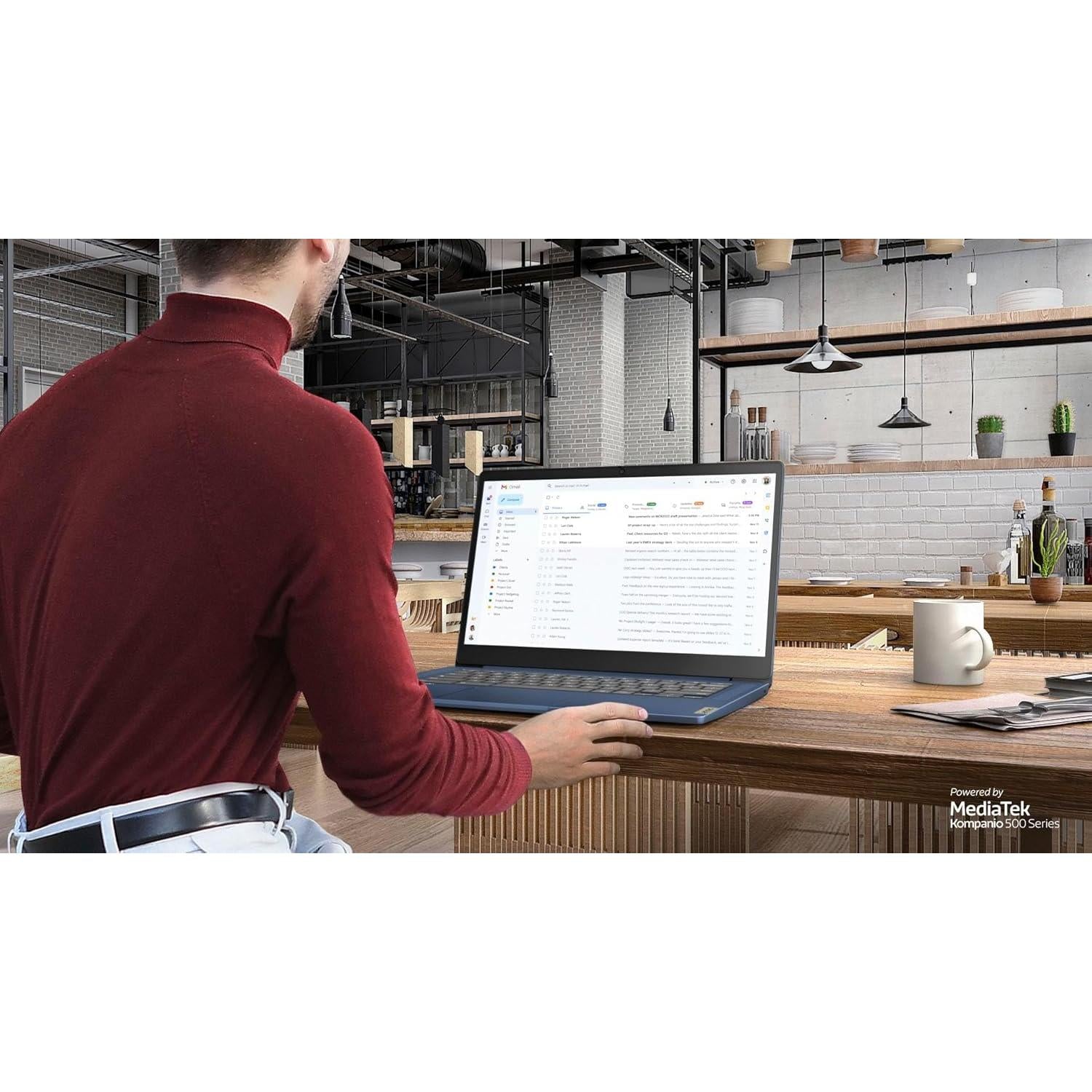 Flagship Chromebook, 14'' FHD Touchscreen Slim Thin Light Laptop Computer, 8-Core Mediatek Kompanio 520 Processor, 4GB RAM, 64GB Emmc, Wifi 6,Chrome OS, Abyss Blue
