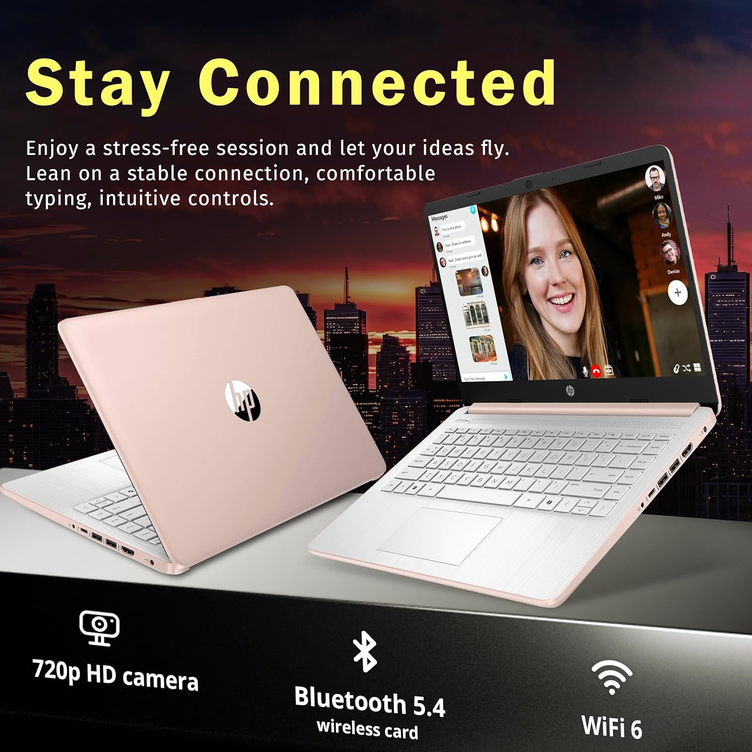 Elevate Your Productivity with the Stream 14" HD Brightview Laptop - Intel Celeron N150, 16GB RAM, 288GB Storage, Stunning Gold Finish, and 1 Year Office 365
