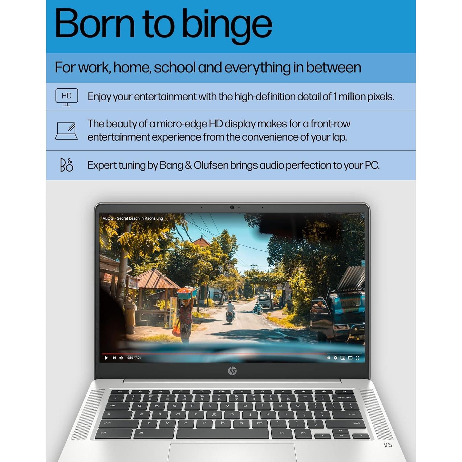Powerful and Portable Chromebook 14 - Intel Celeron N4120, 4GB RAM, 64GB Storage, Stunning 14" HD Display, Long Battery Life in Mineral Silver