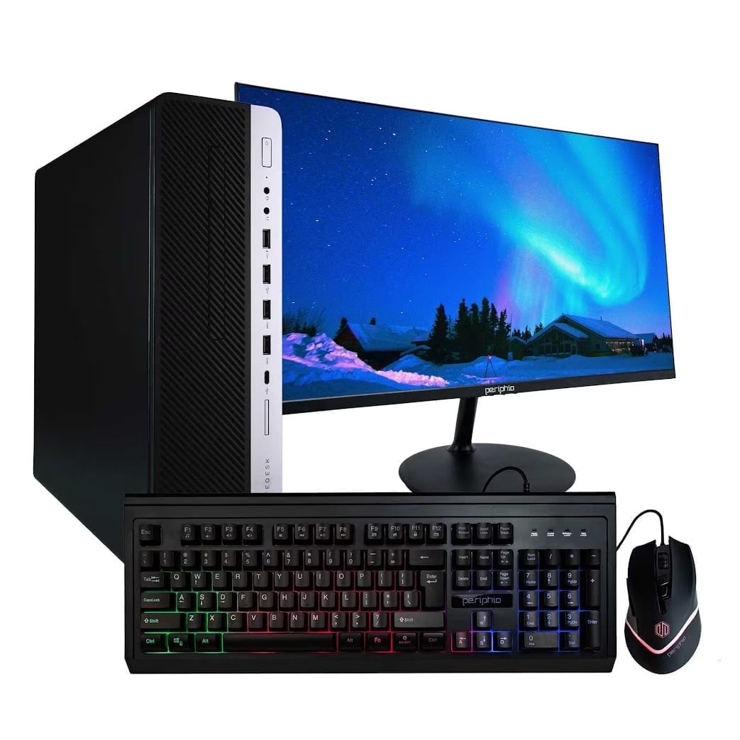 HP Elitedesk Desktop W/24" LCD Monitor, Intel I5 Core Gen 8, 16GB, 1TB SSD, DVD, Black, 600G4