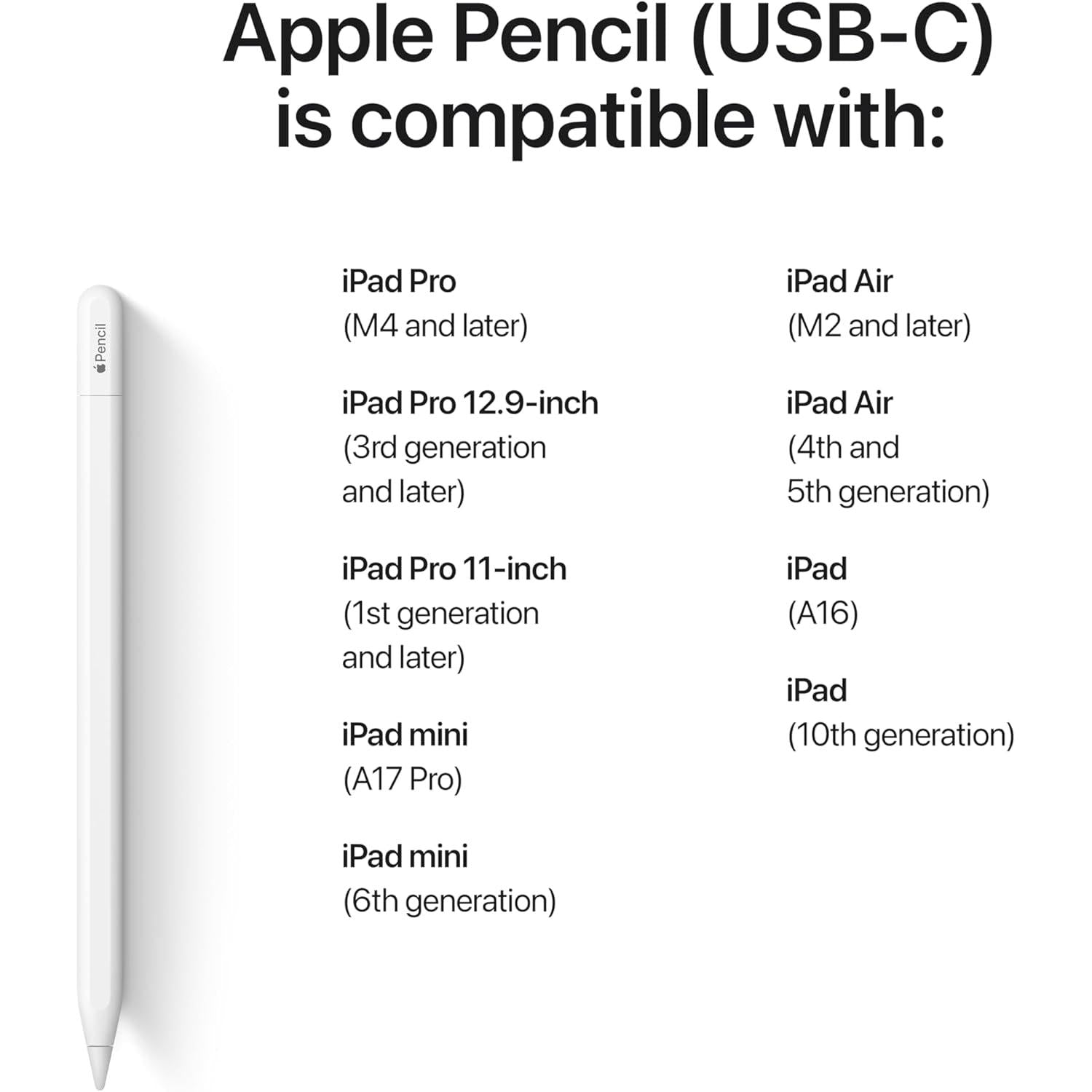 Pencil (USB-C): Device Compatibility Check Required - Pixel-Perfect Precision, Tilt Sensitivity, Perfect for Note-Taking, Drawing, and Signing Documents. Charges and Pairs with USB-C