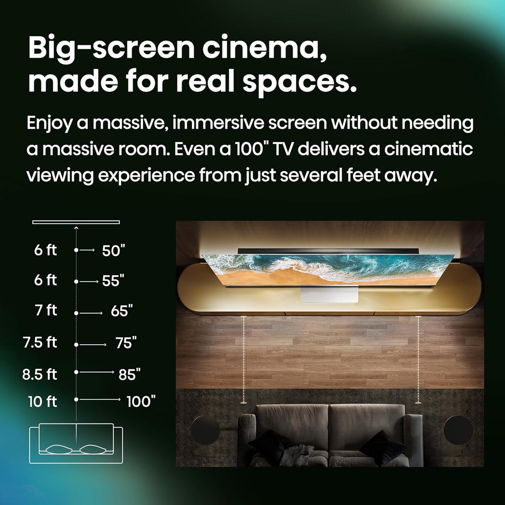 100" E7 Cinema Series Hi-Qled Mini-Led 4K UHD Smart Fire TV (100E7SF, 2026 NEW) - Native 144Hz, AI Picture, Dolby Vision IQ · Atmos, FALD, HDR10+ Adaptive, MEMC, Alexa+