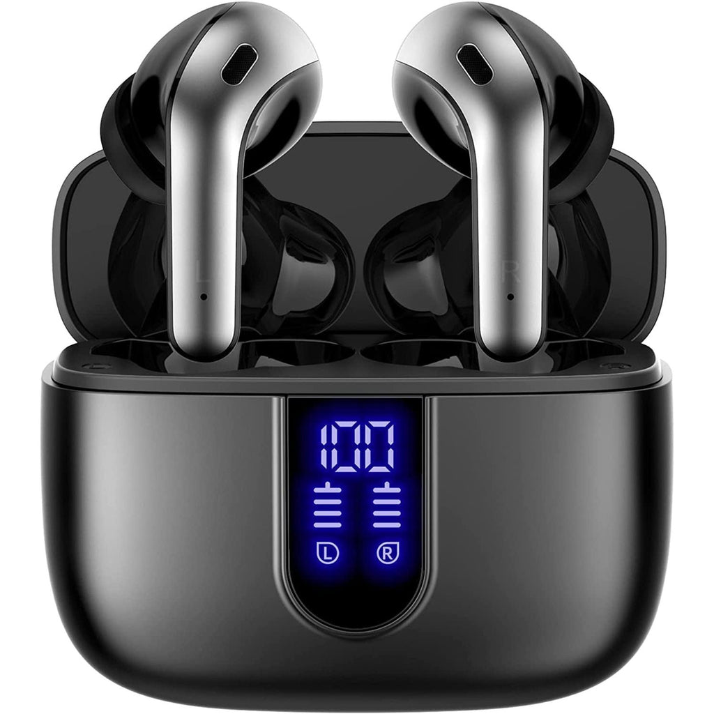Bluetooth Headphones True Wireless Earbuds 60H Playback LED Power Display Earphones with Wireless Charging Case IPX5 Waterproof In-Ear Ear Buds with Mic for TV Smart Phone Laptop Computer Sports