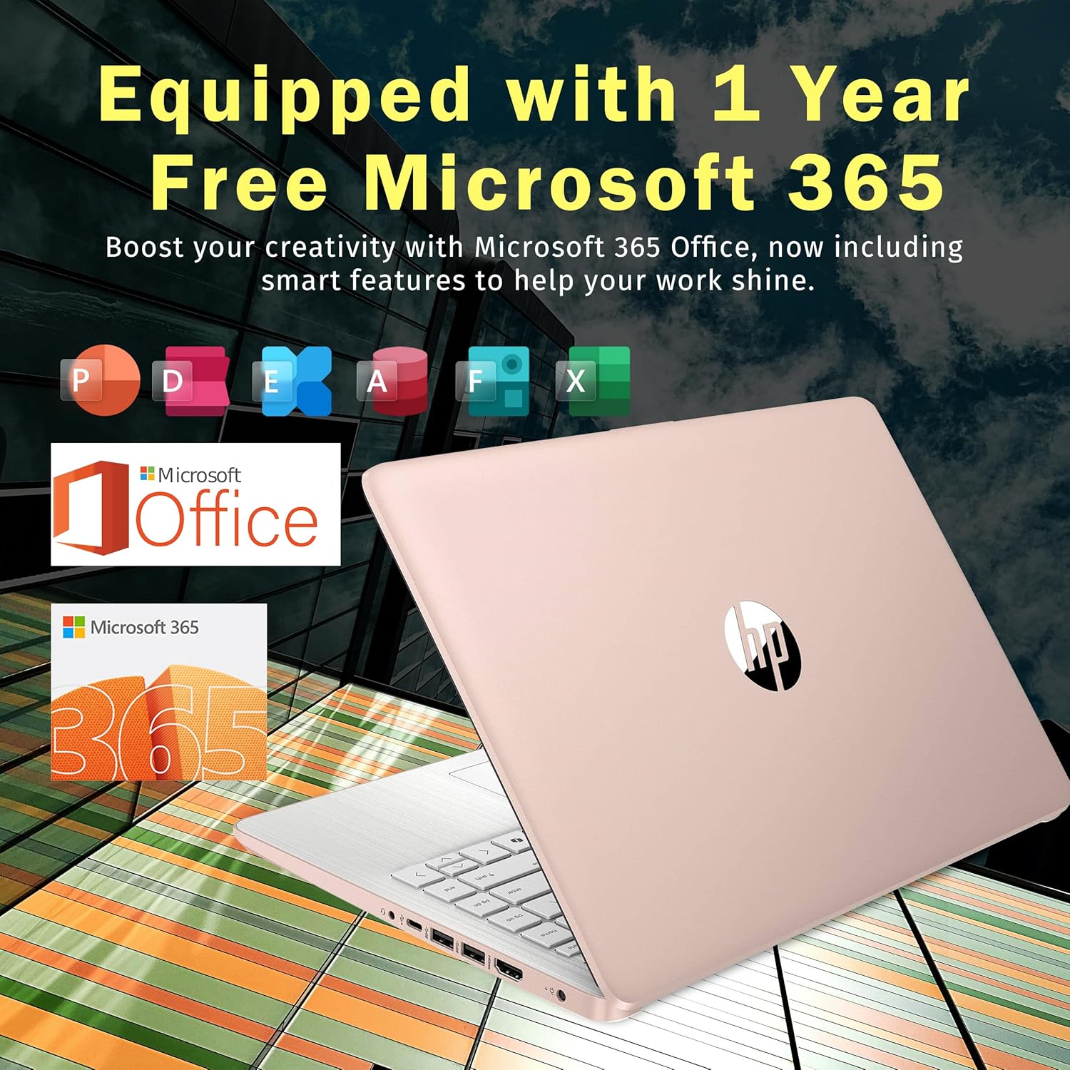 Elevate Your Productivity with the Stream 14" HD Brightview Laptop - Intel Celeron N150, 16GB RAM, 288GB Storage, Stunning Gold Finish, and 1 Year Office 365