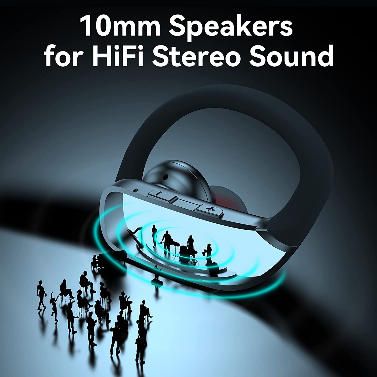 Ear Buds Wireless Earbuds Bluetooth Headphones with 80H Playtime LED Display Case, Over-Ear Hook with Mic, Stereo Sound, Easy Button Controls, Sports Earphones for Running Workout Gym Black