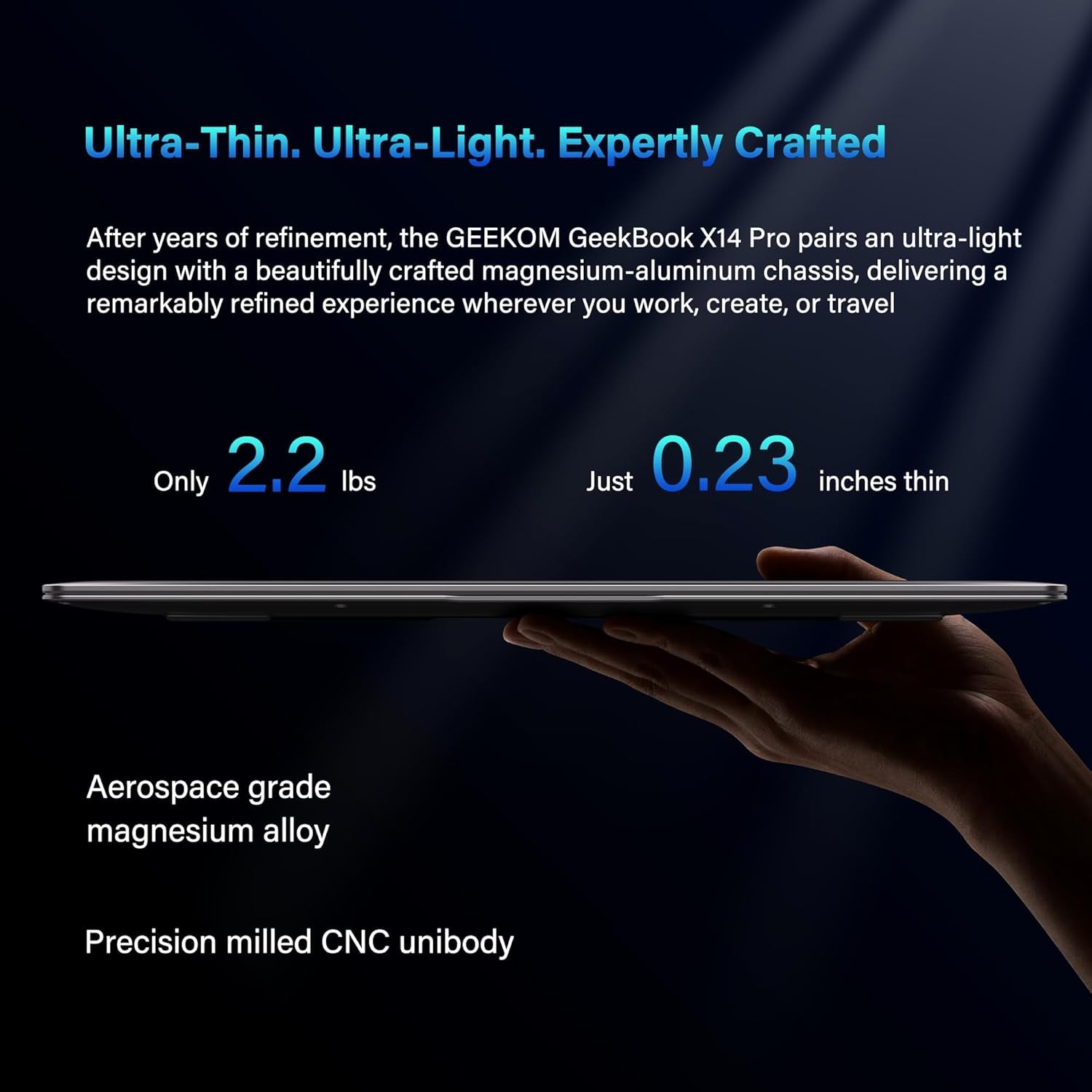 Geekbook X14 Pro Laptop, 2.2Lbs Ultra Thin 14" 2.8K OLED Laptop Computer, Ultra 9 185H, 32GB Lpddr5X 7500Mhz RAM 1TB SSD, up to 16 Hour, 2X USB4, Fingerprint, Hub, Copilot, Windows 11 Pro