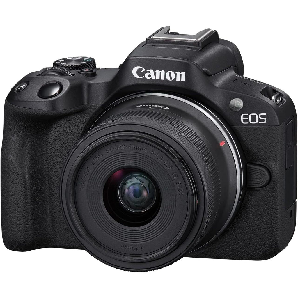 Canon EOS R50 Mirrorless Camera Rf-S18-45Mm F4.5-6.3 Is STM Lens Kit, 24.2 Megapixel CMOS (APS-C) Sensor, 4K Video, Vlogging, Content Creation, Photography, Digital Camera, Black