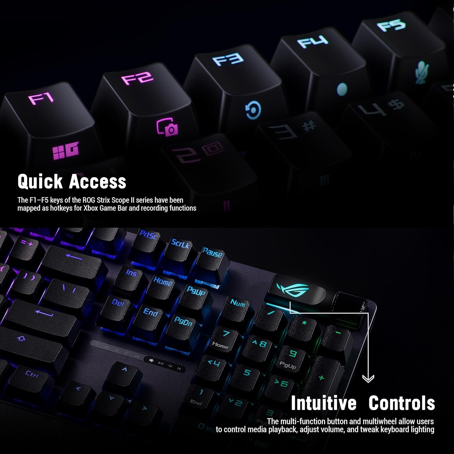 ROG Strix Scope II X Wired USB Mechanical Gaming Keyboard – 100% Full-Size, Hot Swappable Pre-Lubed ROG NX Snow V2 Linear Switches, PBT Keycaps, RGB, Pc/Mac Support - Black