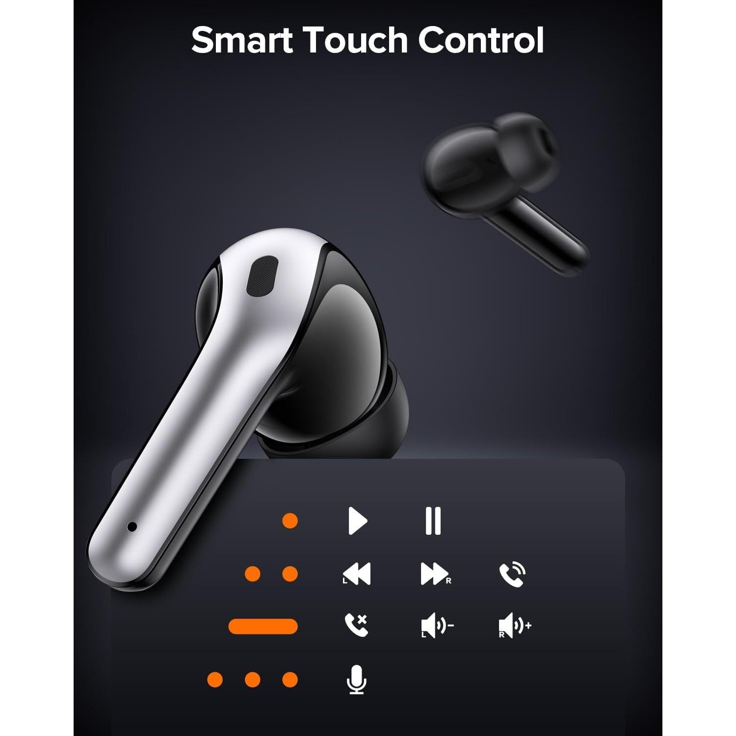 Bluetooth Headphones True Wireless Earbuds 60H Playback LED Power Display Earphones with Wireless Charging Case IPX5 Waterproof In-Ear Ear Buds with Mic for TV Smart Phone Laptop Computer Sports