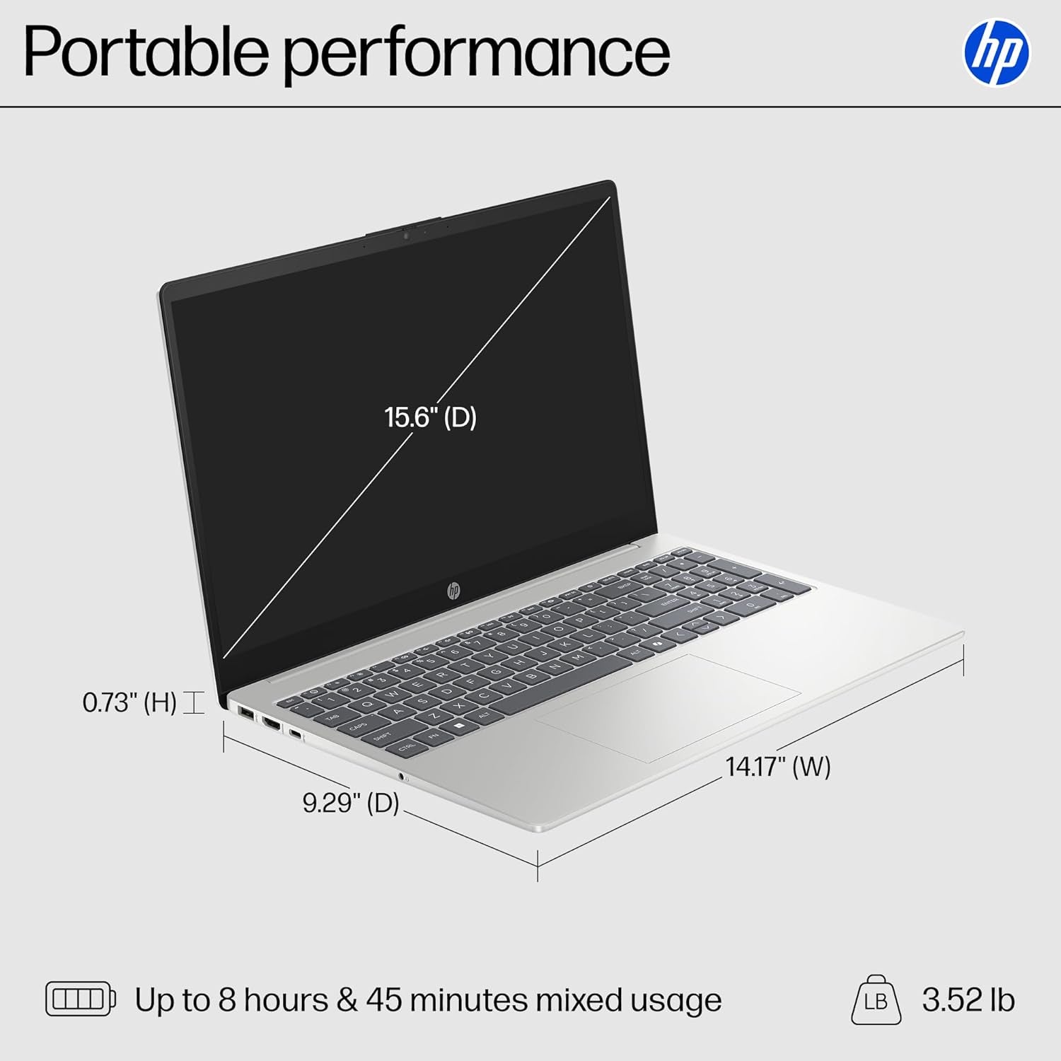 15.6 Inch Laptop, HD Touchscreen Display, AMD Ryzen 3 7320U, 8 GB RAM, 128 GB SSD, AMD Radeon Graphics, Windows 11 Home in S Mode, Natural Silver, 15- Fc0099Nr