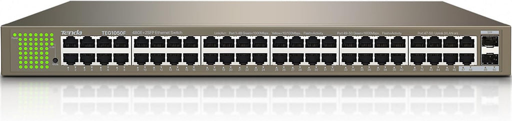 48 Port Gigabit Ethernet Switch | Unmanaged Rackmount Switch | 48*10/100/1000Mbps Shielded Ports & 2*SFP Slots | Plug & Play | One-Key VLAN | Sturdy Metal | Fanless Quiet for Business (TEG1050F)