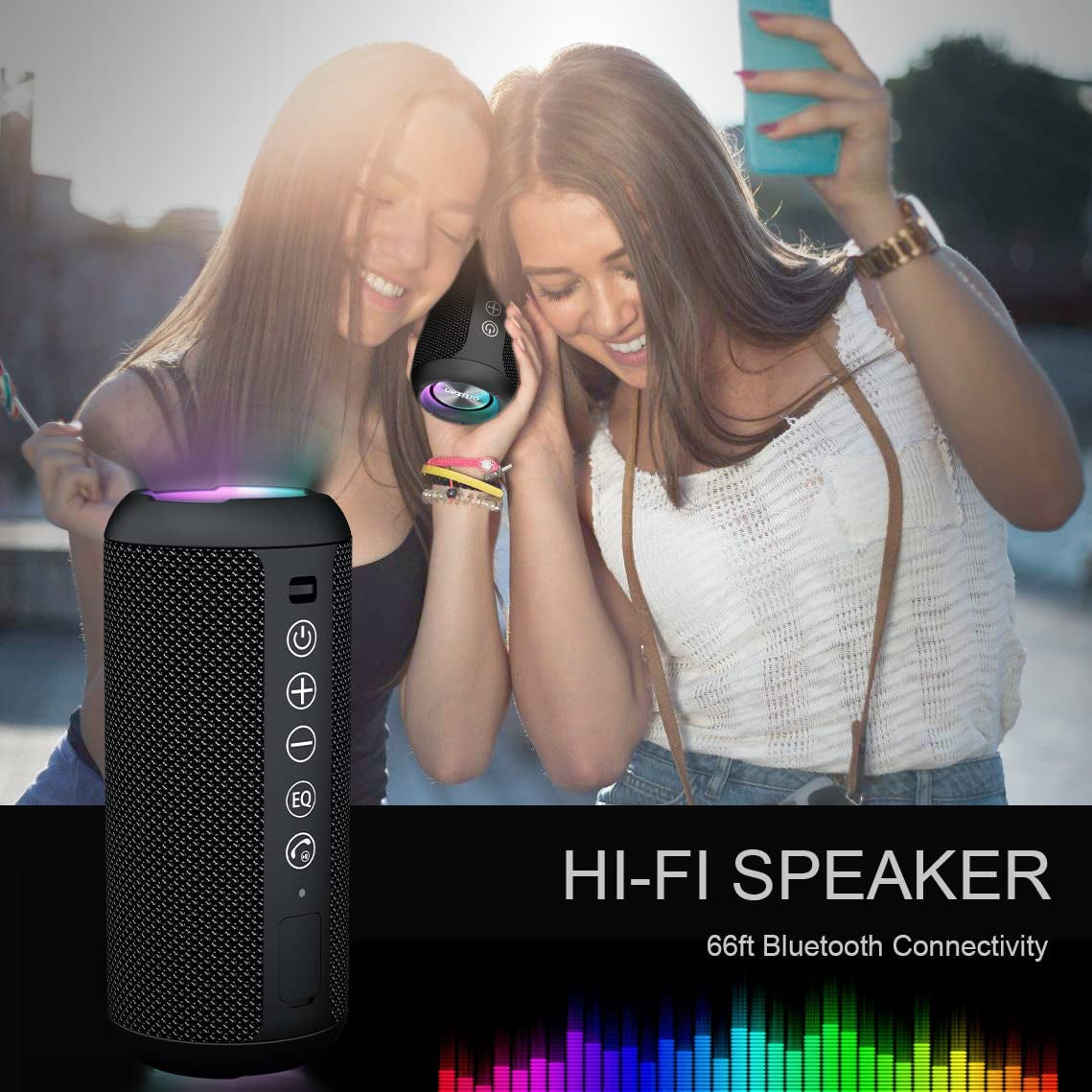 Portable Bluetooth Speaker (1Nd Gen), IPX7 Waterproof, Wireless, Big Sound and Deep Bass, TWS Pairing, 30Hrs of Playtime, for Home/Party/Outdoor/Beach, Birthday Gifts for Men Women - Black