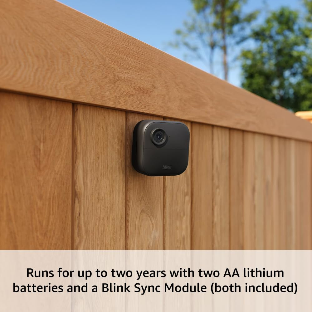 Outdoor 4 – Wireless Smart Security Camera, Two-Year Battery Life, 1080P HD Day and Infrared Night Live View, Two-Way Talk. Sync Module Core Included – 3 Camera System