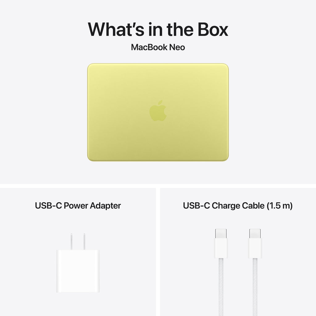 Macbook Neo 13-Inch  A18 Pro Chip with 6‑Core CPU and 5‑Core GPU, 8GB, 256GB SSD, Magic Keyboard - Citrus
