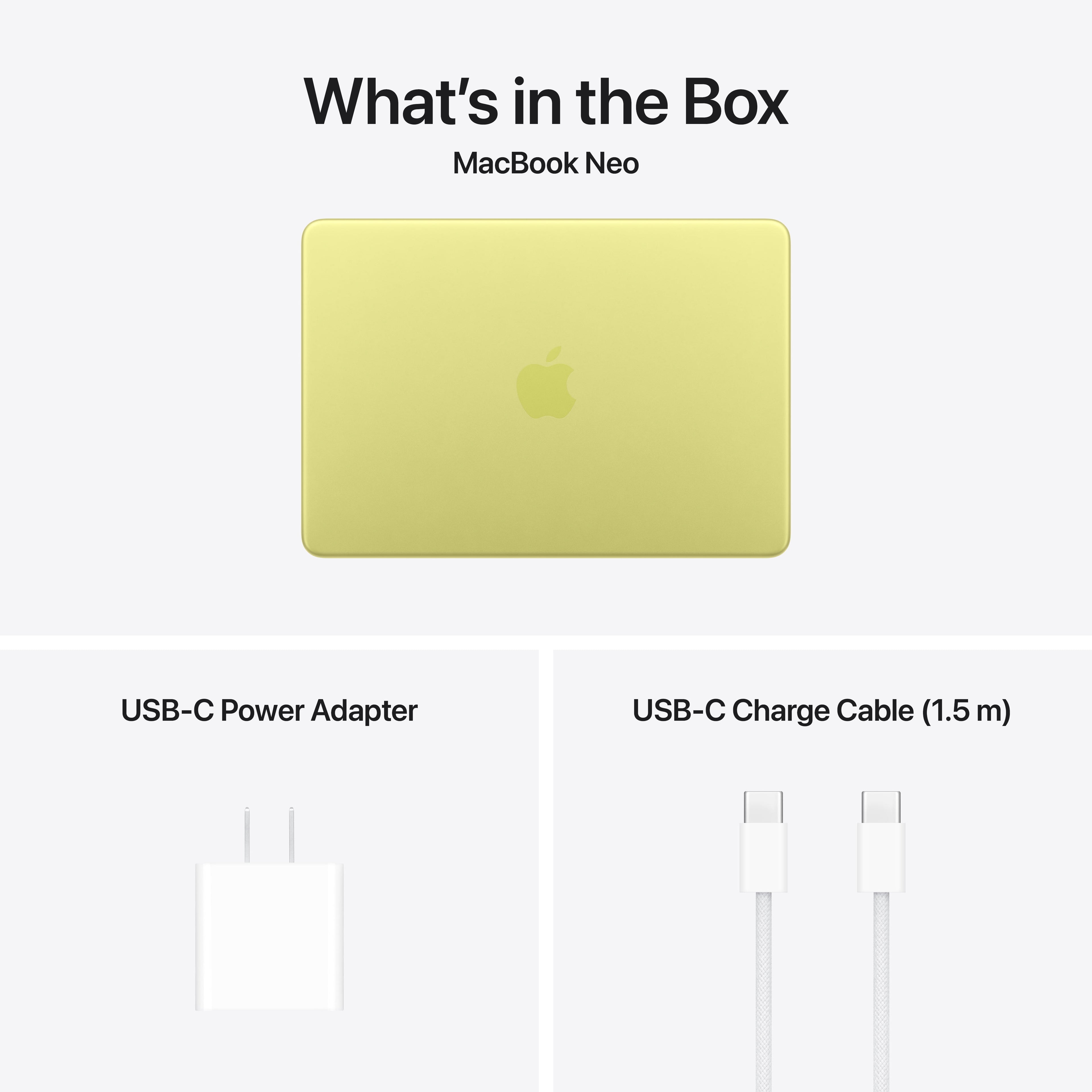 Macbook Neo 13-Inch  A18 Pro Chip with 6‑Core CPU and 5‑Core GPU, 8GB, 256GB SSD, Magic Keyboard - Citrus