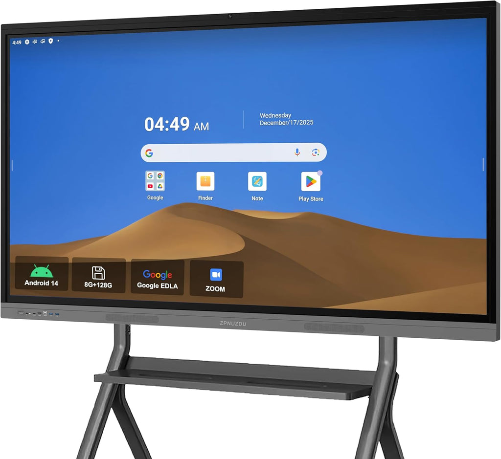 65" 4K Smart Board,Google EDLA Certified with 50MP AI Camera,40-Point Touch Digital Whiteboard,Android 14, 8+128Gb,Smartboard for Classroom Office Home（Wall Mount Included） (65 Inch)