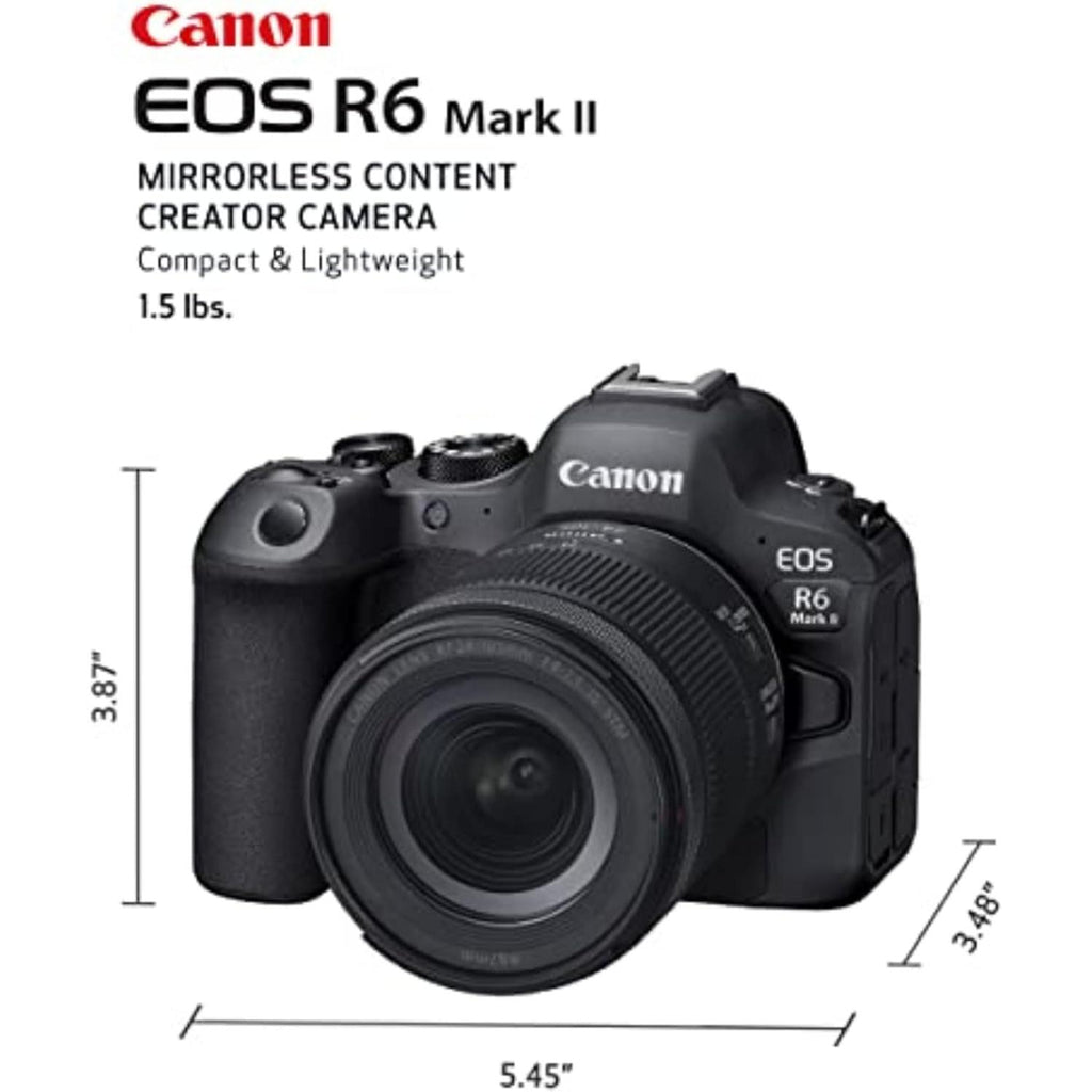 EOS R6 Mark II Mirrorless Camera Rf24-105Mm F4-7.1 Is STM Lens Kit, Full-Frame Hybrid Camera, 24.2 Megapixel CMOS Sensor, Photo and Video Capabilities, Black
