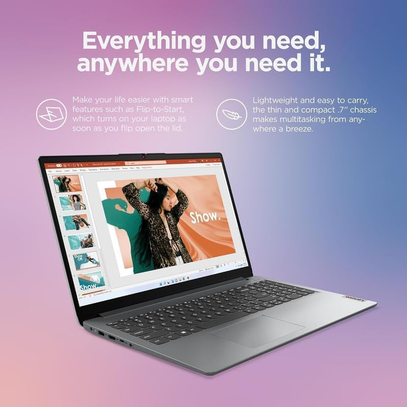 Ideapad 2025 Slim Laptop, 20GB RAM, 1TB Storage (512GB SSD & 500GB External), Dual Core Intel Processor, 15.6 Inch Anti-Glare Display, Wifi 6, HD Webcam, Long Battery, Office 365, Win 11