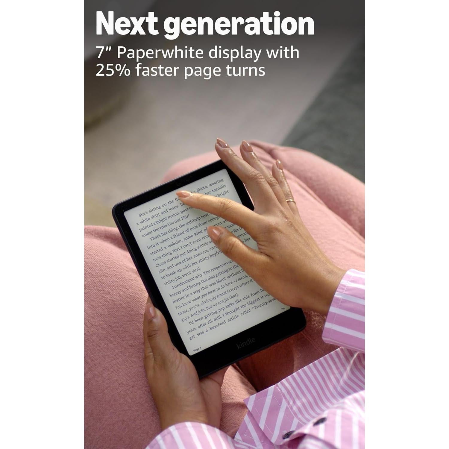Kindle Paperwhite Signature Edition 32GB (Newest Model) – 20% Faster with Auto-Adjusting Front Light, Wireless Charging, and Weeks of Battery Life – Metallic Black