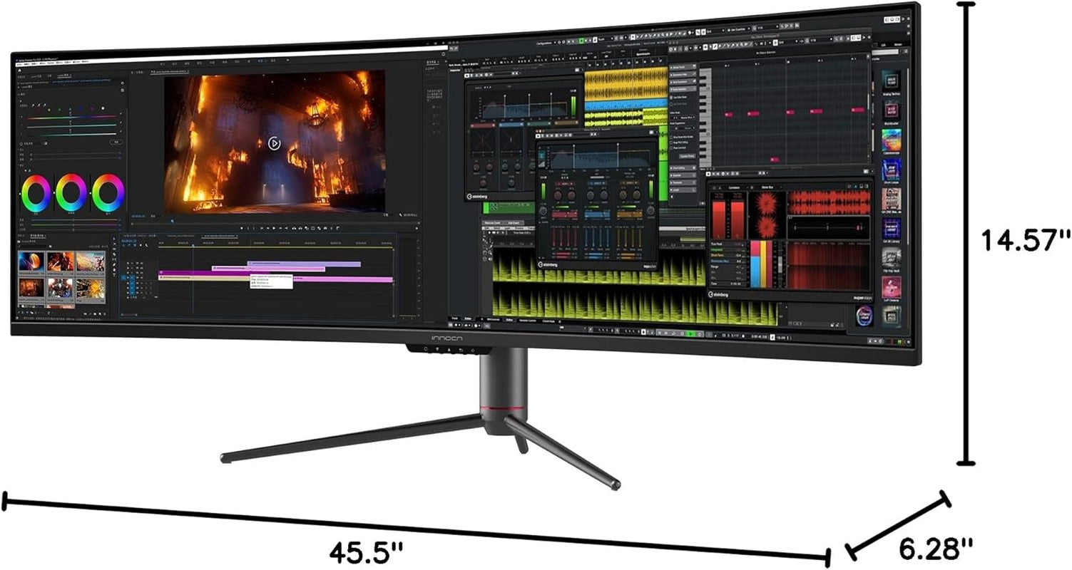49" Curved Gaming Monitor 144Hz Ultrawide 32:9 WDFHD 3840 X 1080P, R1800, 99% Srgb, HDR400, USB Type C, Displayport, HDMI, Built-In Speakers, Height/Tilt Adjustable - 49C1G