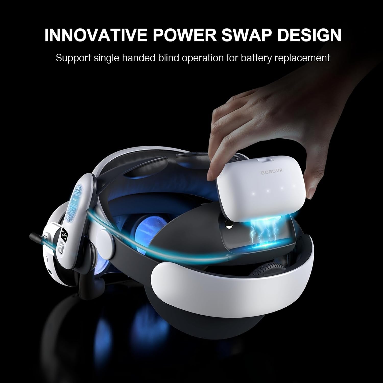 S3 Pro Battery Strap Accessories,Head Air Cooling System and 10000Mah Hot-Swappable Battery Pack,Compatible with Meta Quest 3/Quest 3S