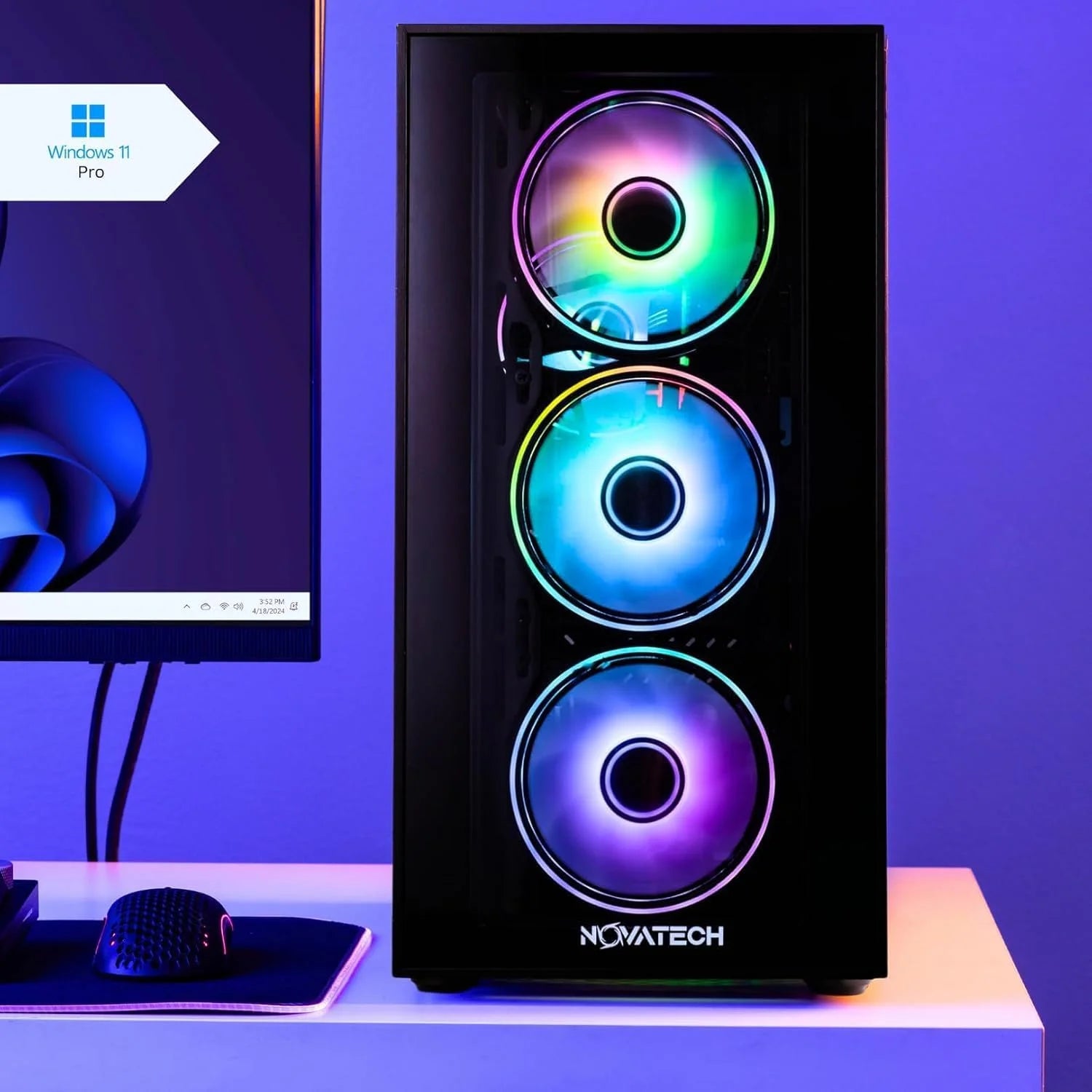 Phantom 2.0 Prebuilt Gaming PC Desktop Computer - RTX 3050 - Intel I7 Xeon 3.5Ghz - 16GB RAM - 512GB M.2 SSD Wifi/Bt, Win 11 - Gaming Computer Tower - Pre Built PC Gaming