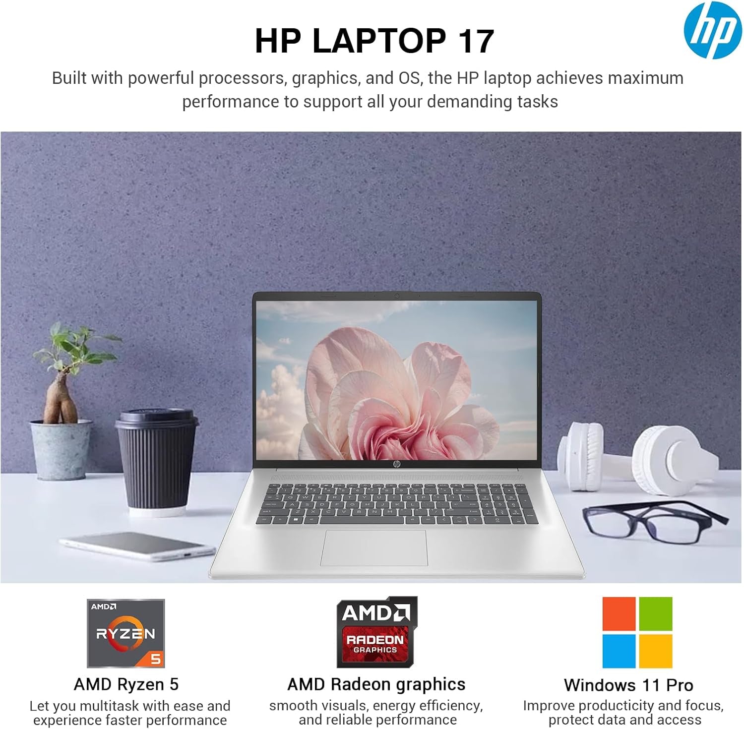 17 Inch Laptop Computer, 17.3 IPS FHD Business Laptop PC, AMD Ryzen 5 6-Core, 32GB RAM 1TB SSD, Windows 11 Pro, 10-Key Number Pad