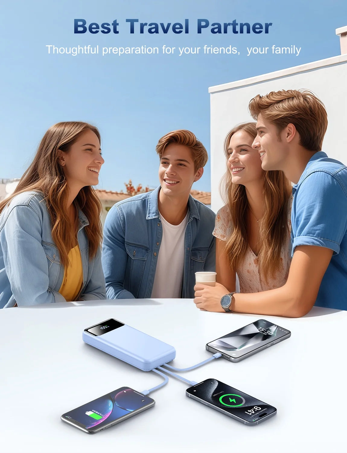 Portable Charger Power Bank 50000Mah Battery Pack, 22.5W Fast Charging Powerbank with Built in Cables,Travel Essential USB-C Portable Phone Charger, Compatible for Iphone Samsung Pixel Android Ipad