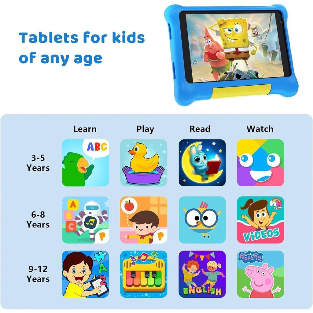 7" Kids Learning Tablet with Case for Toddler, 5GB RAM +32GB ROM, IPS HD Screen, Ukidoz Pre-Install,Blue