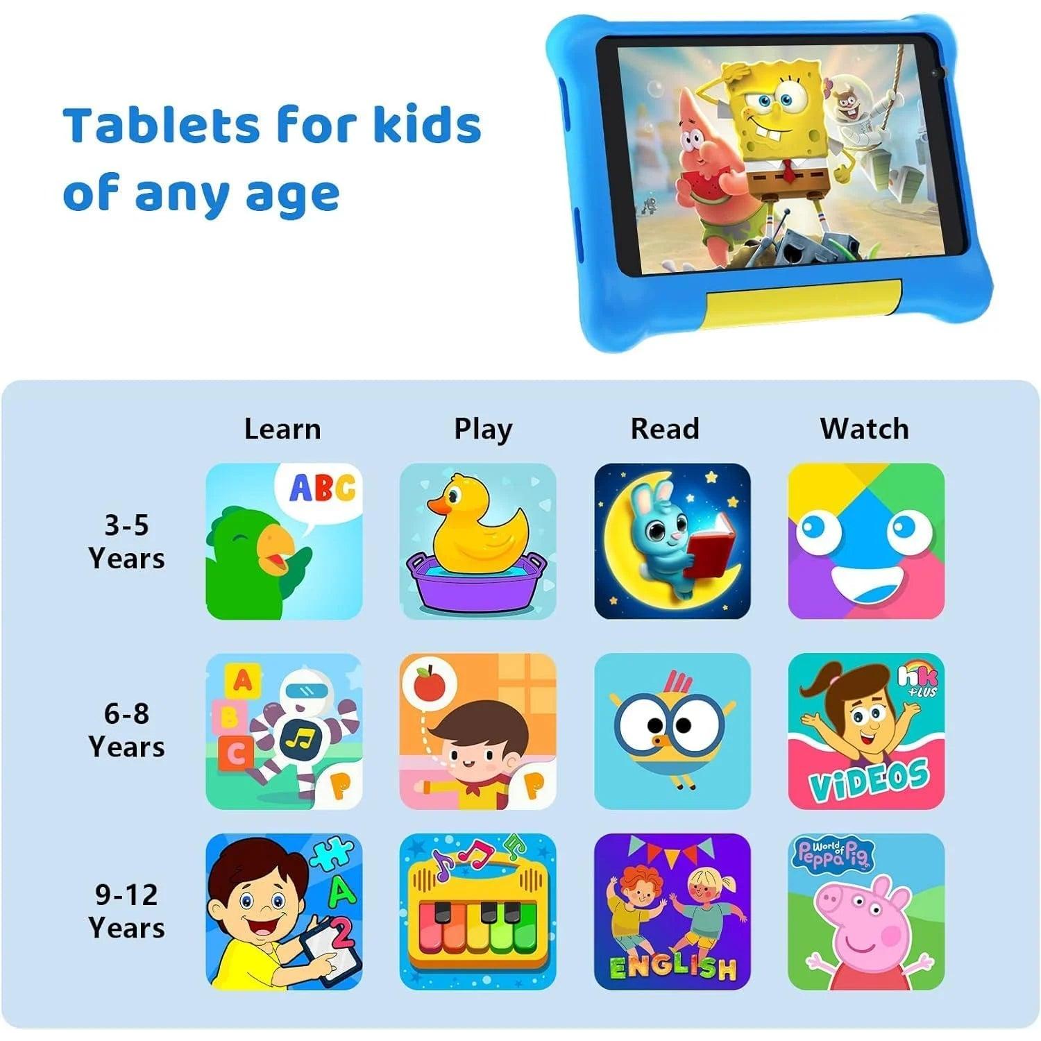7" Kids Learning Tablet with Case for Toddler, 5GB RAM +32GB ROM, IPS HD Screen, Ukidoz Pre-Install,Blue