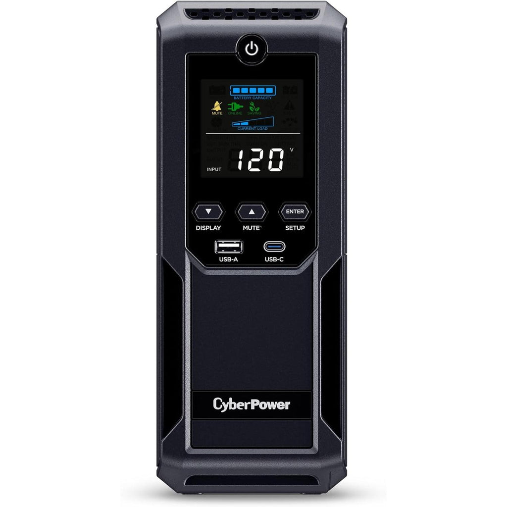 Cyberpower CP1500AVRLCD3 Intelligent LCD UPS Battery Backup and Surge Protector, 1500VA/900W, 12 Outlets, 2 USB Ports, AVR, Mini Tower, UL Certified