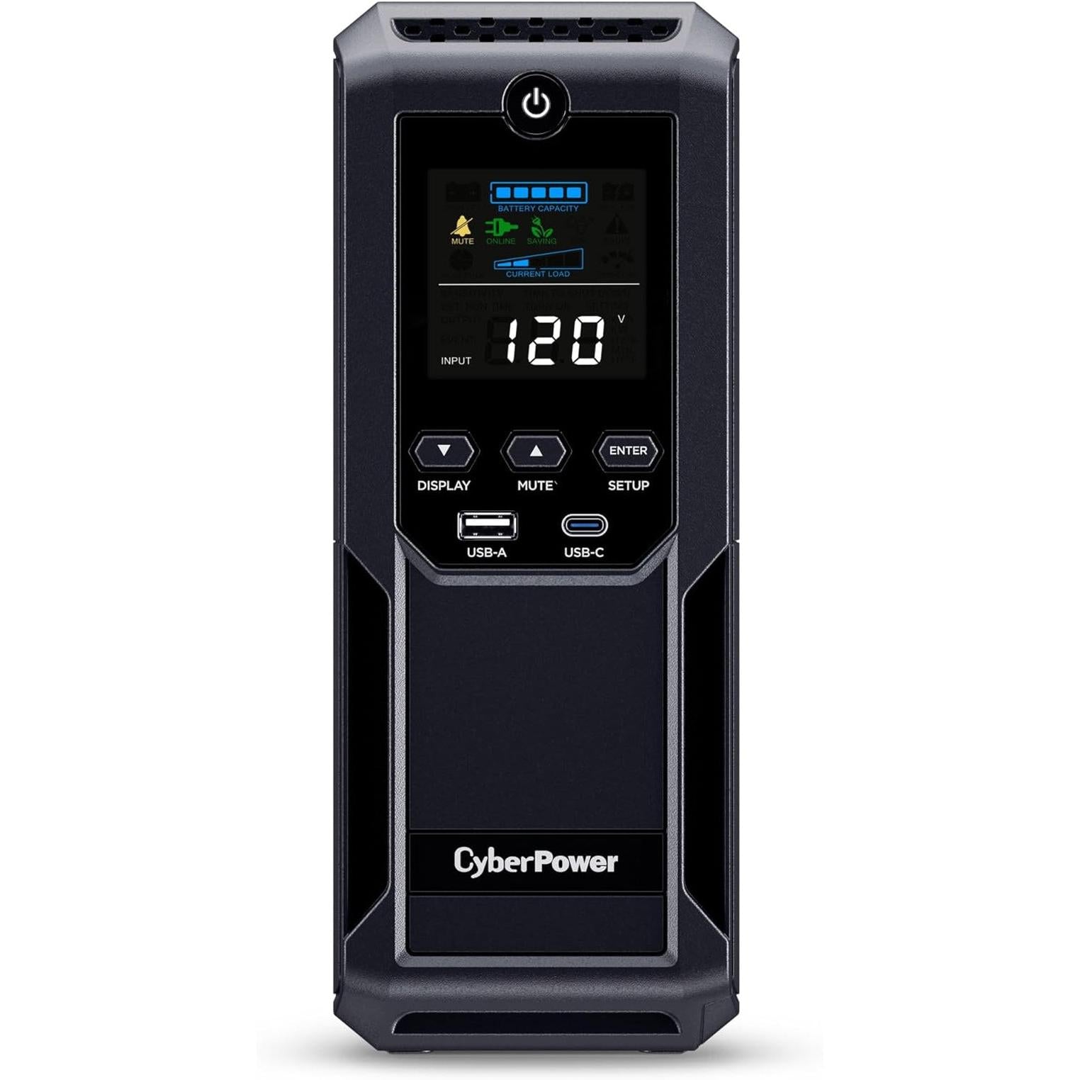 Cyberpower CP1500AVRLCD3 Intelligent LCD UPS Battery Backup and Surge Protector, 1500VA/900W, 12 Outlets, 2 USB Ports, AVR, Mini Tower, UL Certified