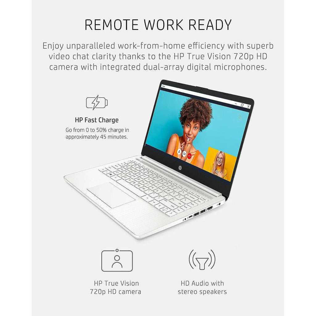 14 Laptop, Intel Celeron N4020, 4 GB RAM, 64 GB Storage, 14-Inch Micro-Edge HD Display, Windows 11 Home, Thin & Portable, 4K Graphics, One Year of Microsoft 365 (14-Dq0040Nr, Snowflake White)