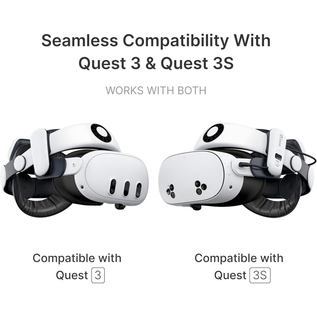 S3 Pro Battery Strap Accessories,Head Air Cooling System and 10000Mah Hot-Swappable Battery Pack,Compatible with Meta Quest 3/Quest 3S