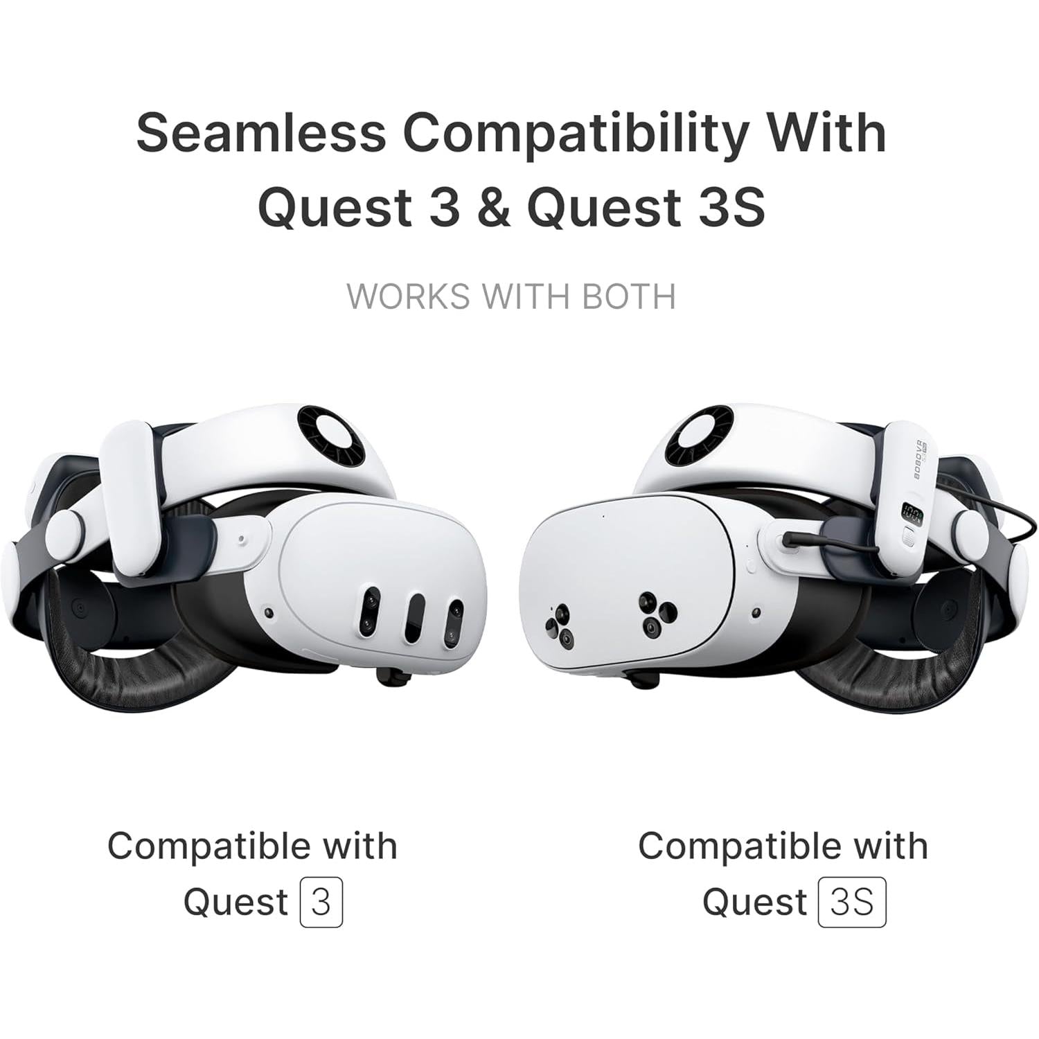 S3 Pro Battery Strap Accessories,Head Air Cooling System and 10000Mah Hot-Swappable Battery Pack,Compatible with Meta Quest 3/Quest 3S