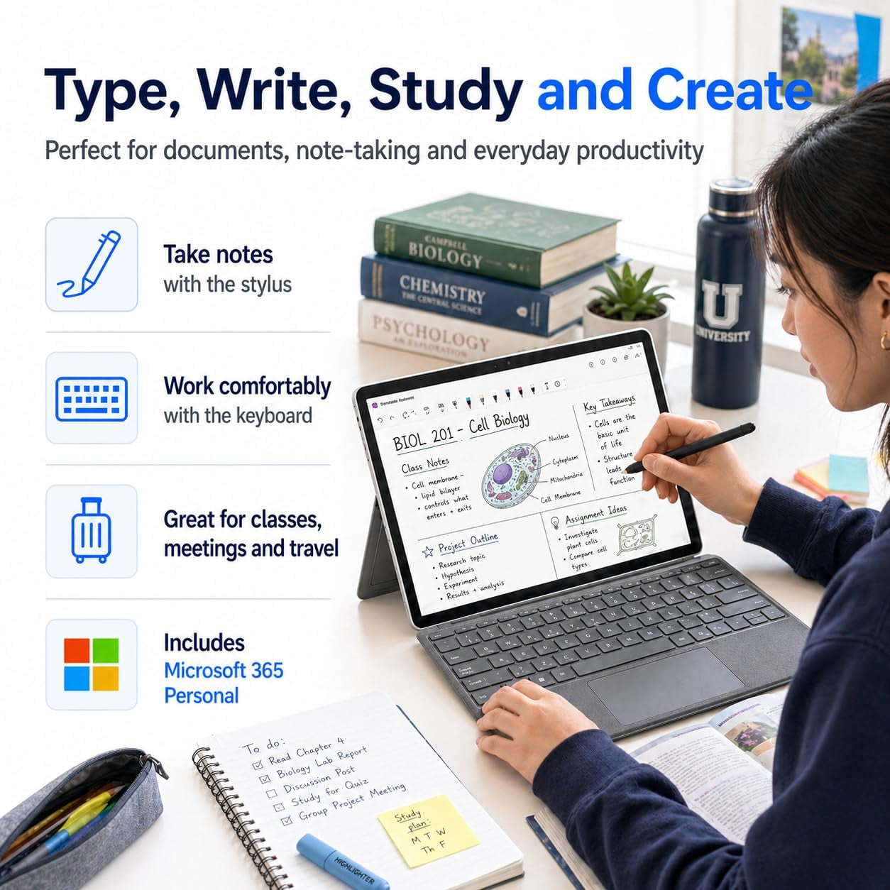 Surface Pro 12" Copilot+ AI PC, Snapdragon X Plus, Ai-Ready NPU, 16GB RAM, 256GB Storage, Webcam, 2-In-1 Tablet Laptop with Keyboard, Stylus & MS 365, Windows 11, Platinum