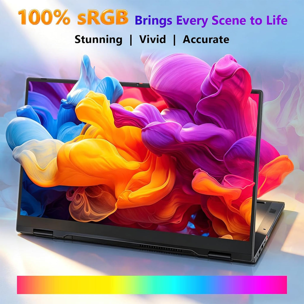 17.6" FHD Laptop, Convertible Laptop with Quad-Core(Up to 2.9Ghz), 16GB RAM 640GB Storage, Backlit Keyboard, Fingerprint Reader, Wifi 6, BT5.2, 100% Srgb, USB-C (Charging, Data, Display)