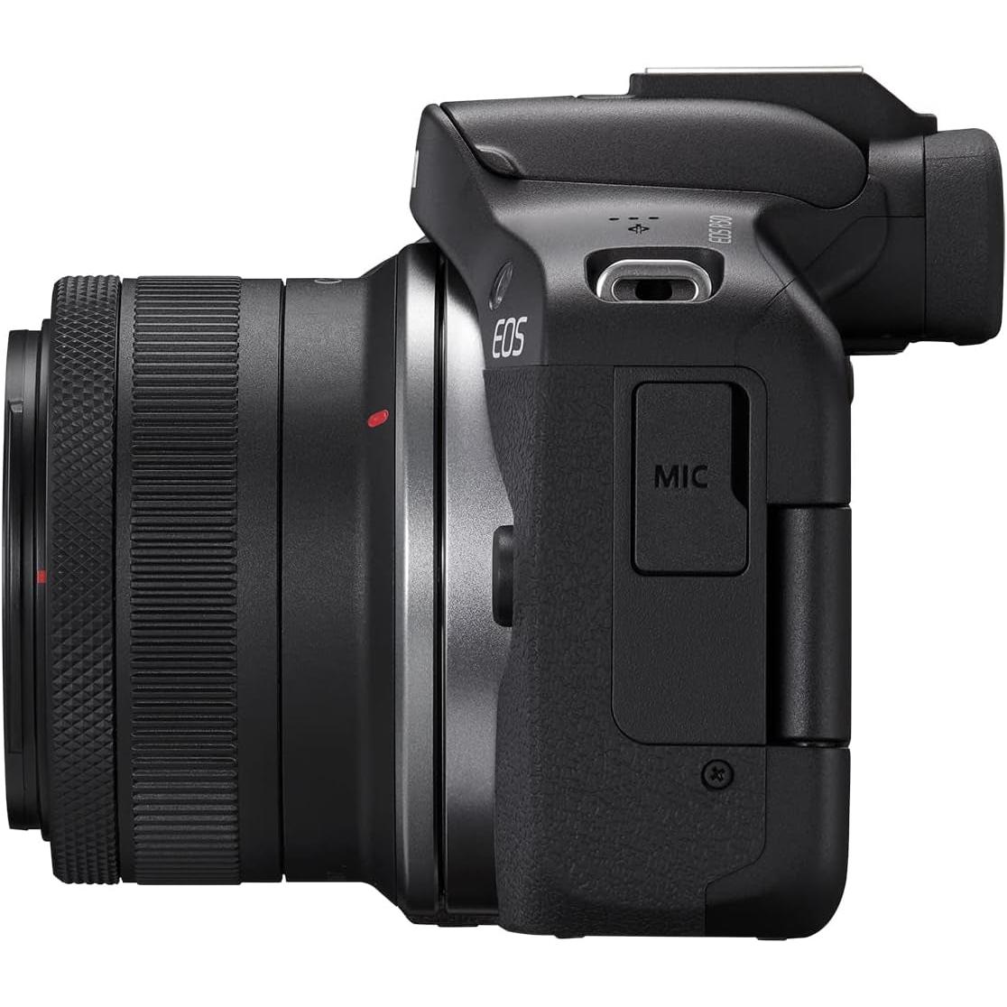 Canon EOS R50 Mirrorless Camera Rf-S18-45Mm F4.5-6.3 Is STM Lens Kit, 24.2 Megapixel CMOS (APS-C) Sensor, 4K Video, Vlogging, Content Creation, Photography, Digital Camera, Black