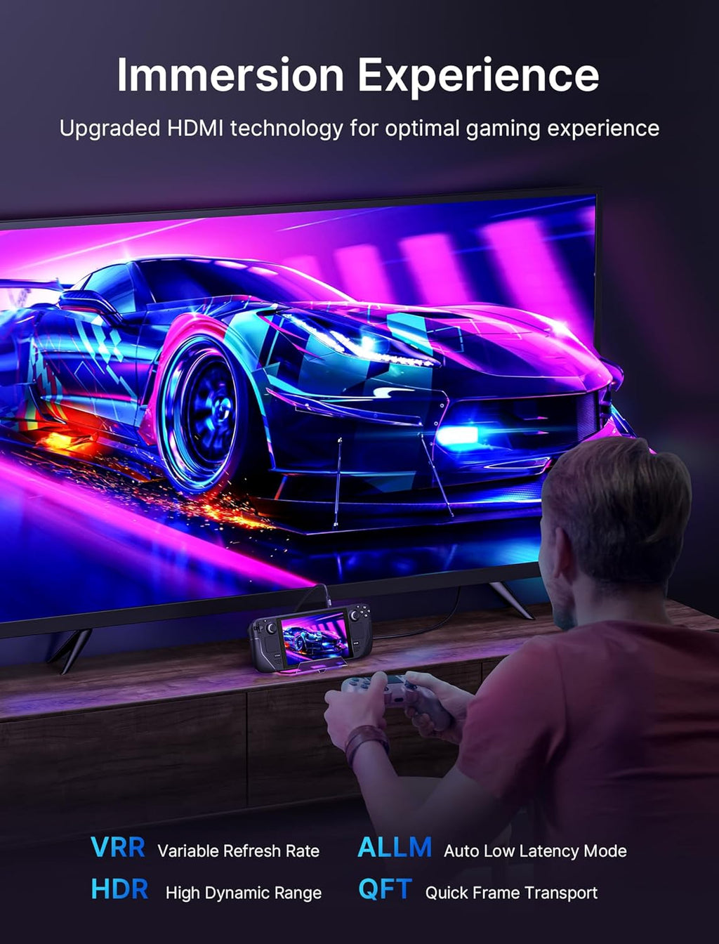 RGB Docking Station for Steam Deck (OLED)/ROG Ally/Legion Go, 12-In-1 Handheld Dock with 4K@120Hz HDMI & Displayport Gigabit Ethernet USB C 3.2 USB a 3.2/2.0, SD/TF Slots 3.5Mm Jack-Hb1201S