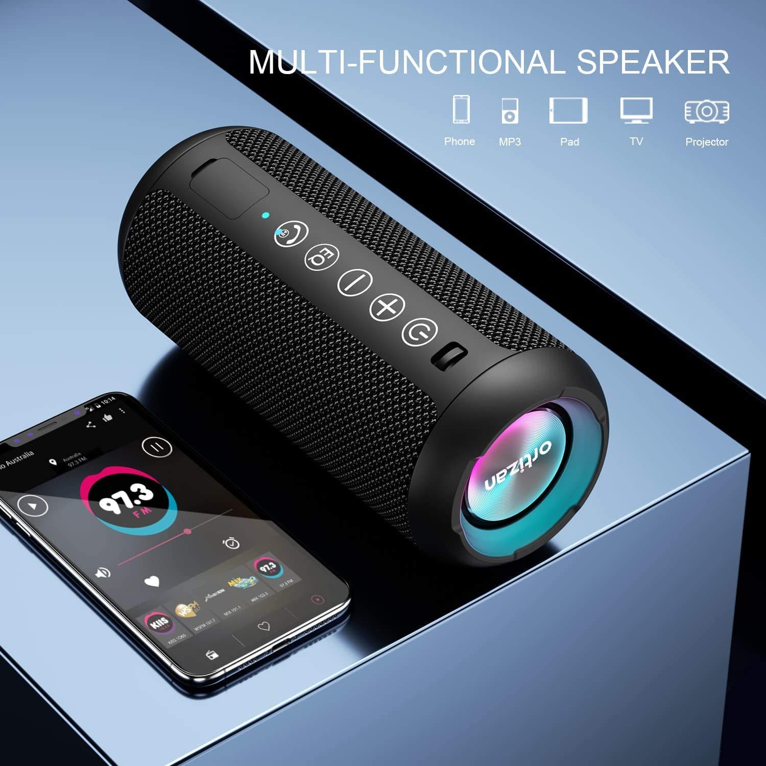 Portable Bluetooth Speaker (1Nd Gen), IPX7 Waterproof, Wireless, Big Sound and Deep Bass, TWS Pairing, 30Hrs of Playtime, for Home/Party/Outdoor/Beach, Birthday Gifts for Men Women - Black