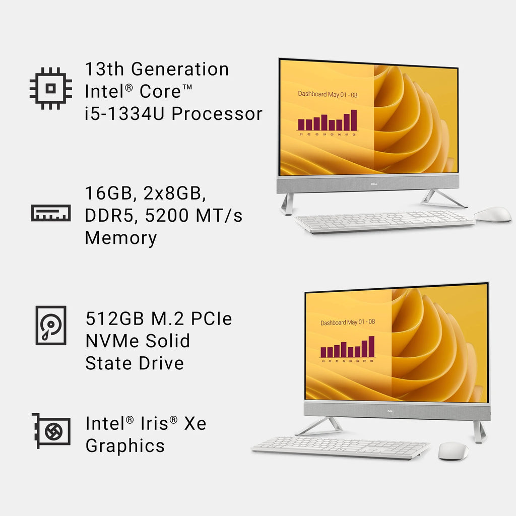 Experience the Power of Productivity with the 27" All-In-One Desktop EC27250 - Intel Core i5, 16GB RAM, 512GB SSD in Elegant White