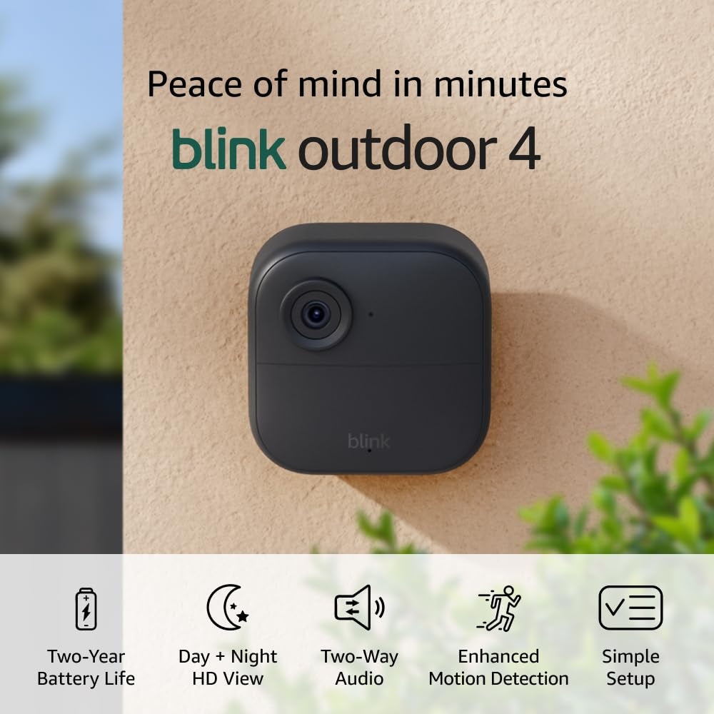 Outdoor 4 – Wireless Smart Security Camera, Two-Year Battery Life, 1080P HD Day and Infrared Night Live View, Two-Way Talk. Sync Module Core Included – 3 Camera System