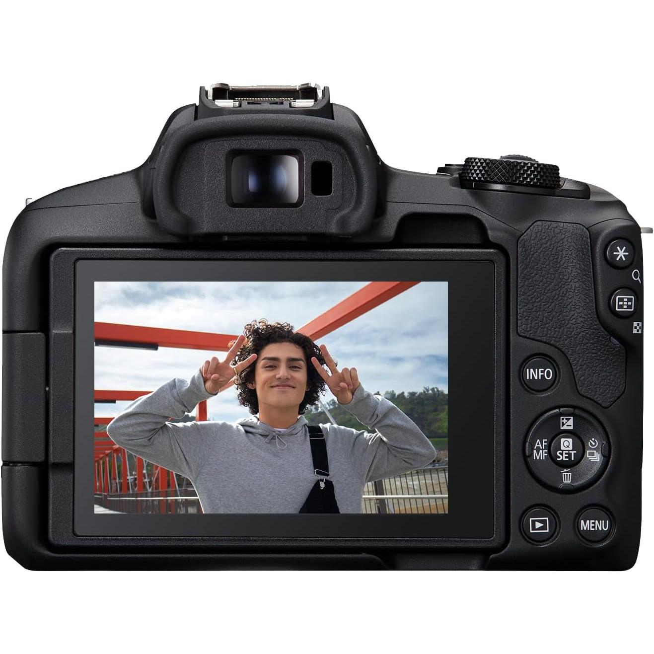 Canon EOS R50 Mirrorless Camera Rf-S18-45Mm F4.5-6.3 Is STM Lens Kit, 24.2 Megapixel CMOS (APS-C) Sensor, 4K Video, Vlogging, Content Creation, Photography, Digital Camera, Black