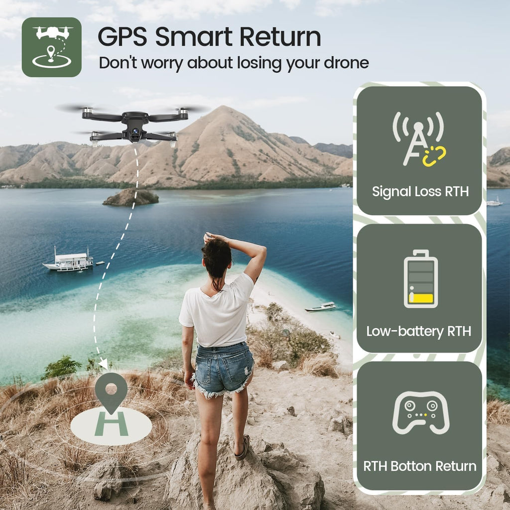 HS175D GPS Drone with 4K Camera for Adults, under 249G, Foldable RC Quadcopter with Auto Return, 46 Mins Long Flight, Follow Me, Brushless Motor, Circle Fly, Waypoint Fly, Altitude Hold