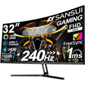 32 Inch Curved 240Hz Gaming Monitor High Refresh Rate, FHD 1080P Gaming PC Monitor HDMI DP1.4, Curved 1500R, 1Ms MPRT, Hdr,Metal Stand,Vesa Compatible(Dp Cable Incl.)