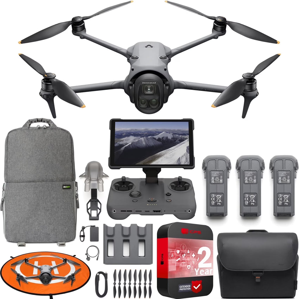 Mavic 4 Pro Triple Camera Flagship Drone Creator Combo ( RC Pro 2), 512GB Onboard Storage, 100MP Hasselblad Camera, 6K HDR Video, 0.1-Lux Nightscape, Obstacle Sensing Bundle with Deco Gear Kit